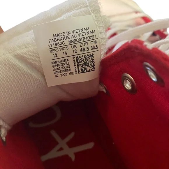 Converse High Top Shoe Sneaker Red Size 12 Men Not A Chuck - Picture 6 of 6
